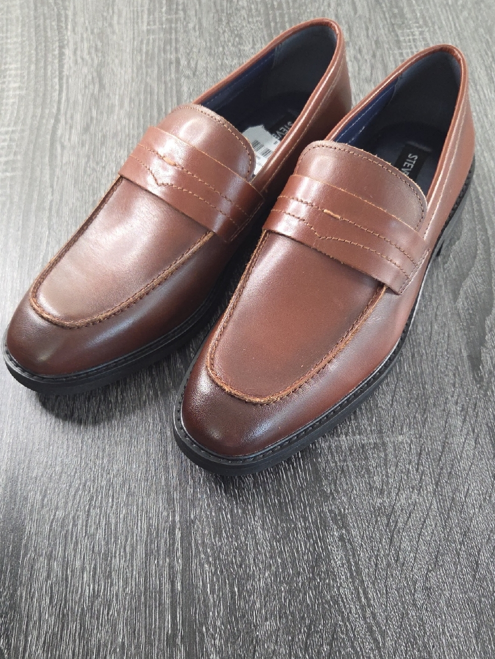 Steve Madden Brown Cow Leather Penny Loafers Size 8 Slip On Slick Stylish